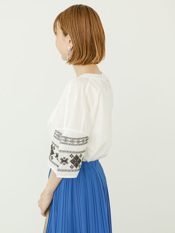 SIZEUNMINOU 刺繍ブラウス WHITE - シャツ/ブラウス(七分/長袖)