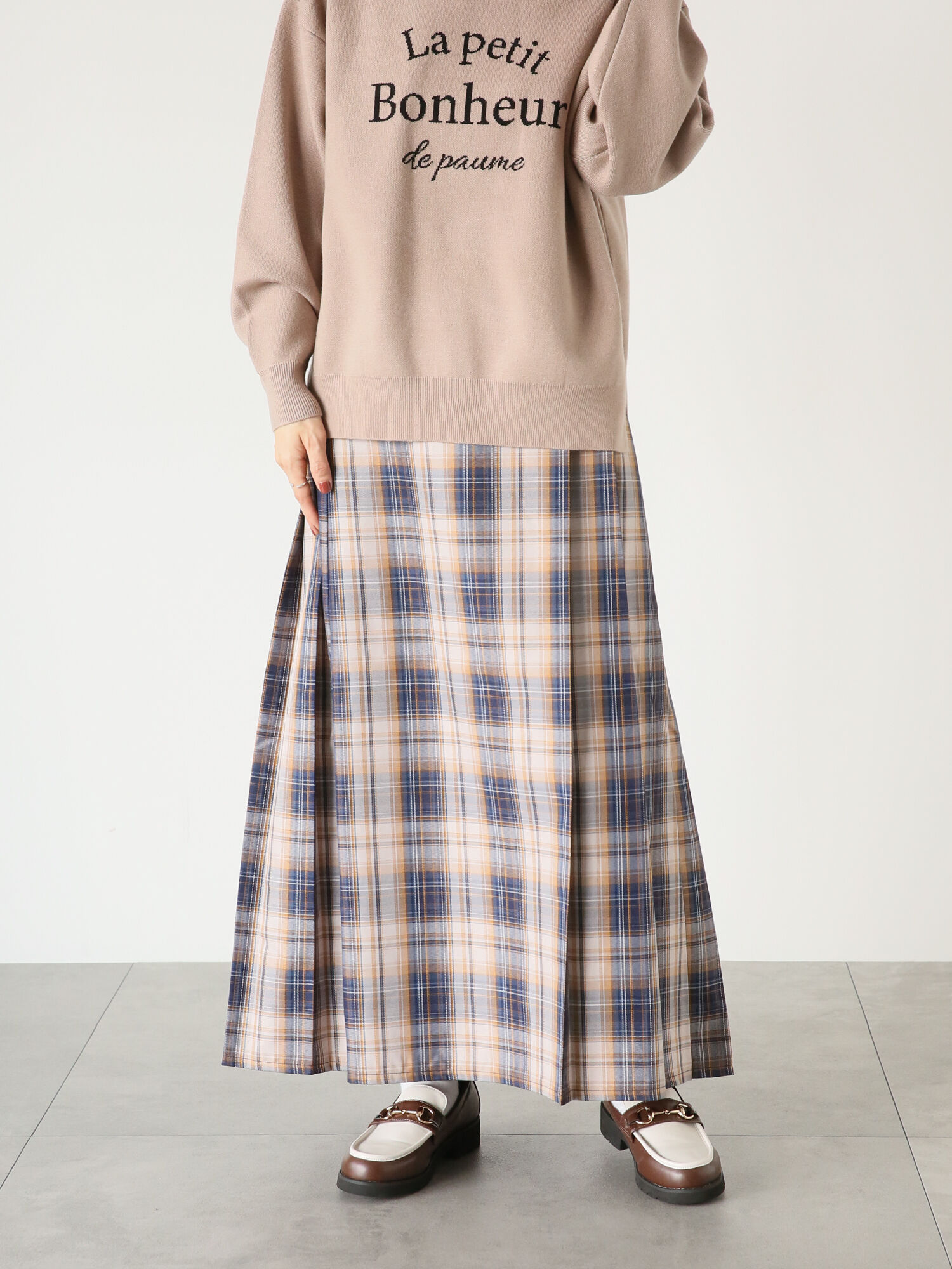 【セール】 チェックプリーツスカート（ブラック/グリーン/ブルー 