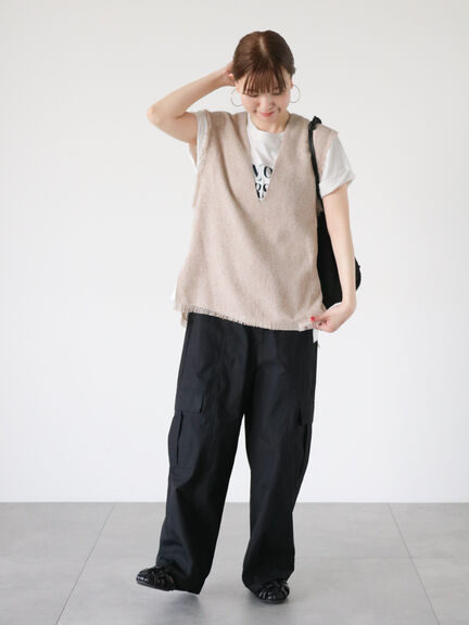 綿ナイロンカーゴパンツ（オフホワイト/ブラック/カーキ）｜Lugnoncure（ルノンキュール）通販