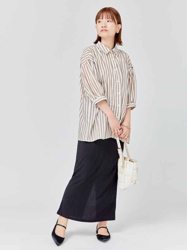 かのん様シャツネイビー 超形態安定】 レギュラー 長袖 形態安定 綿100% レディース