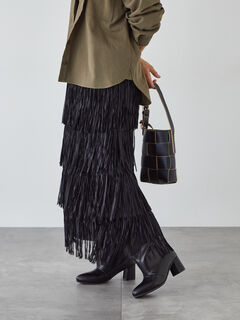 新品✨ N°21 3WAY レイヤードスカート フリンジ ブラック 定価18万