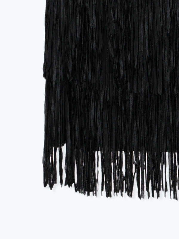 セール】 フリンジナロースカート（オフホワイト/ブラック/ブラウン  