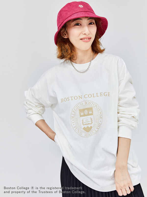 セール】 【BOSTON】カレッジロゴプリント長袖Tシャツ（オフ