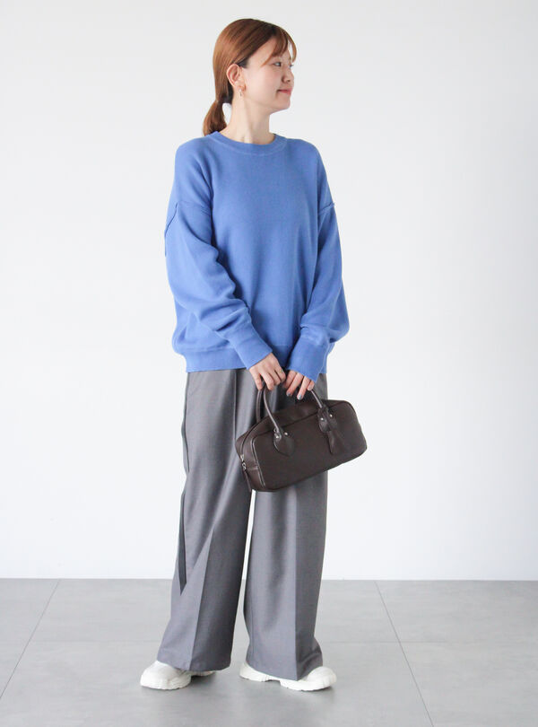 セール】 スウェットライクプルオーバーニット（オフホワイト