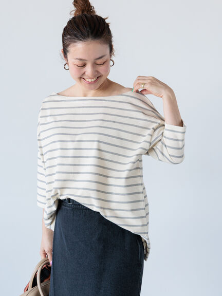 2wayボーダートップス《2025spring catalog item》（オフホワイト/ブラウン/ネイビー）｜Lugnoncure（ルノンキュール）通販