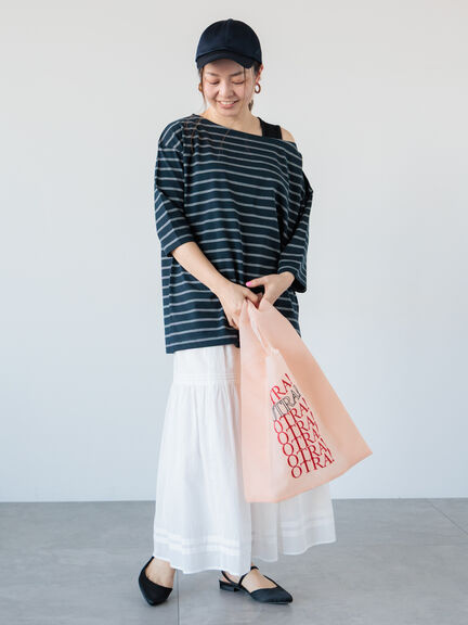 2wayボーダートップス《2025spring catalog item》（オフホワイト/ブラウン/ネイビー）｜Lugnoncure（ルノンキュール）通販