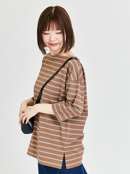 2wayボーダートップス《2025spring catalog item》（オフホワイト/ブラウン/ネイビー）｜Lugnoncure（ルノンキュール）通販