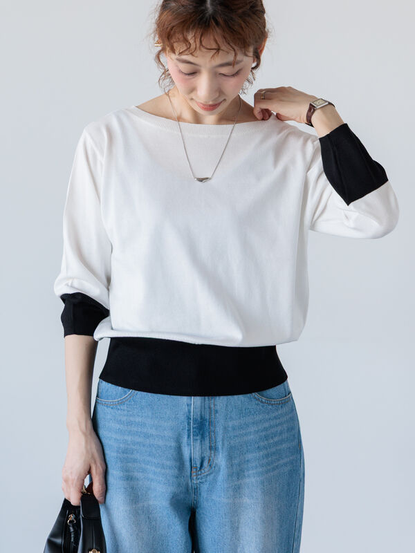 配色ニットプルオーバー《2025spring catalog item》（オフホワイト）｜Lugnoncure（ルノンキュール）通販