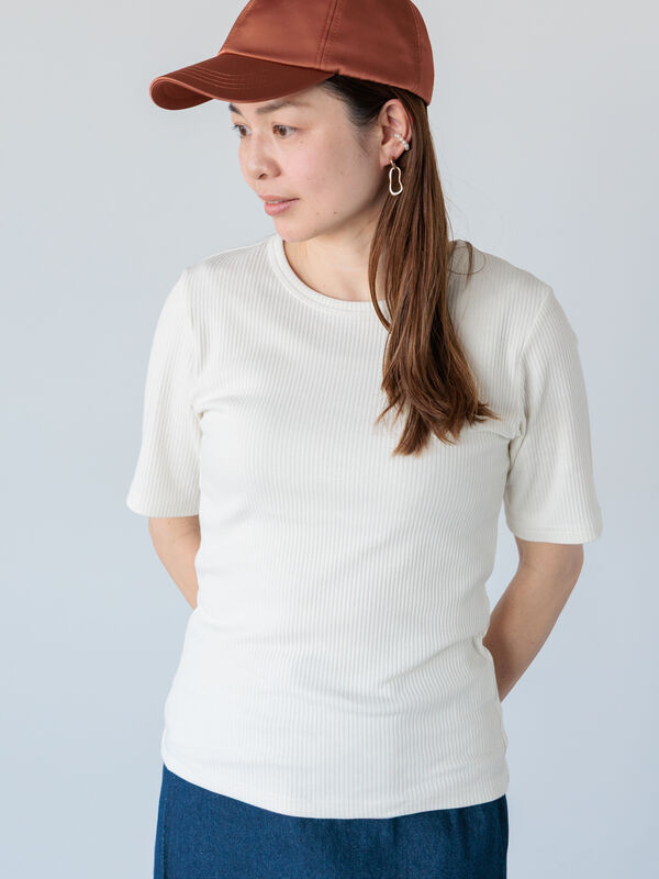 【抗菌防臭】クルーネックリブTシャツ（オフホワイト/ブラック/ベージュ）｜Lugnoncure（ルノンキュール）通販
