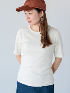 セール】 【抗菌防臭】クルーネックリブTシャツ（オフホワイト