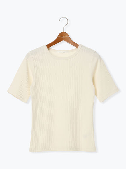 【抗菌防臭】クルーネックリブTシャツ（オフホワイト/ブラック/ベージュ）｜Lugnoncure（ルノンキュール）通販