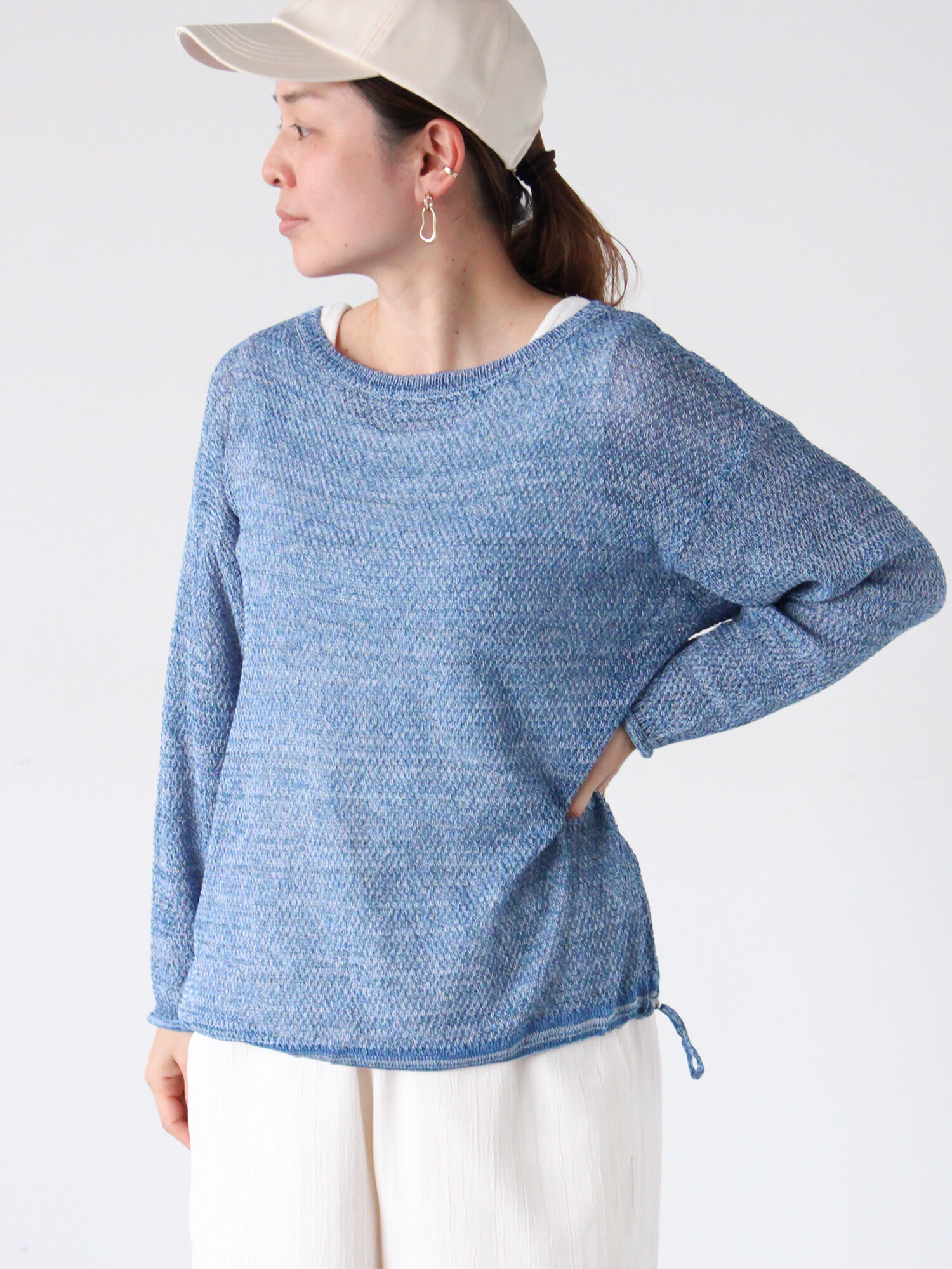 セール】 裾ドロストボートネックニット《2025spring catalog