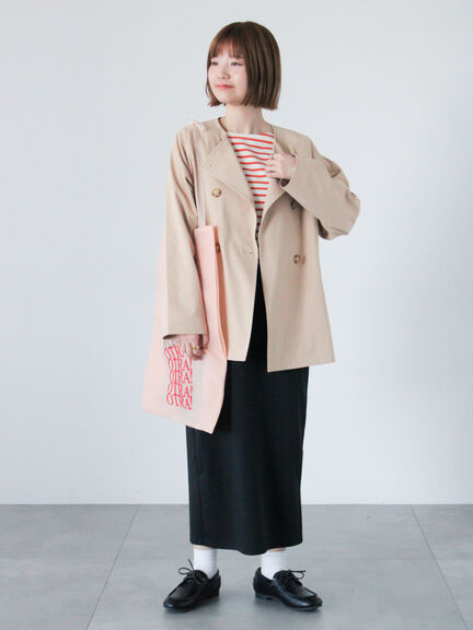 ボーダー長袖カットソー《2025spring catalog item》（オフホワイト/グレー/ベージュ/オレンジ）｜Lugnoncure（ルノンキュール）通販