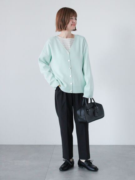 ボーダー長袖カットソー《2025spring catalog item》（オフホワイト/グレー/ベージュ/オレンジ）｜Lugnoncure（ルノンキュール）通販