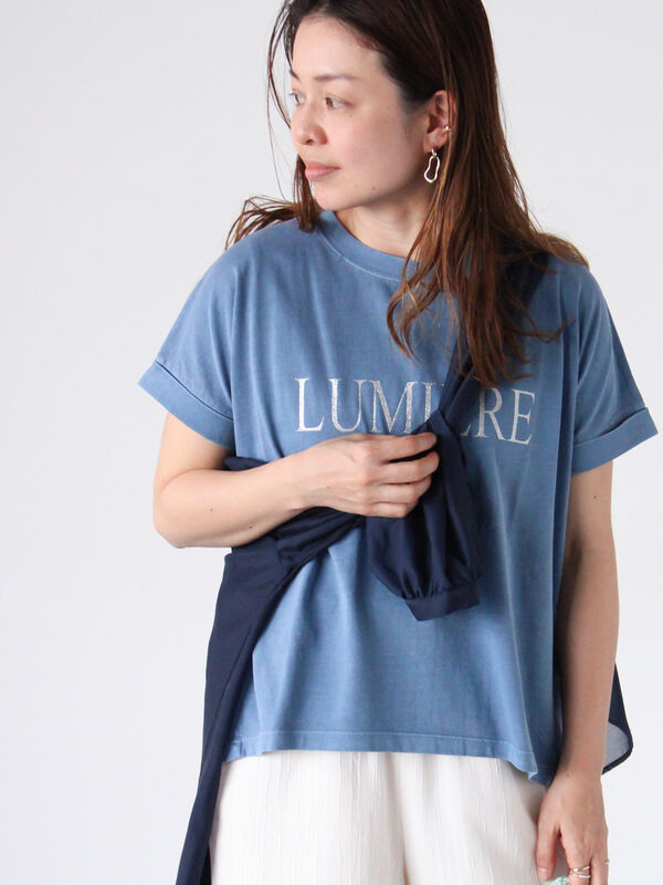 ピグメント加工グリッタープリントTシャツ（チャコールグレー/モカ/ブルー）｜Lugnoncure（ルノンキュール）通販
