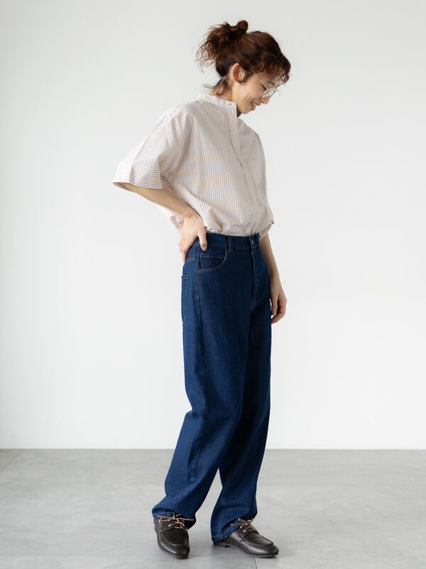 セール】 【イージーケア】バンドカラーオーバーシャツ（オフ