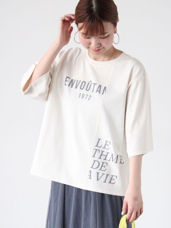 セール】 リメイク風プリントTシャツ（オフホワイト
