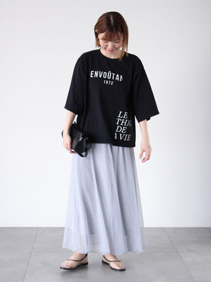 リメイク風プリントTシャツ（オフホワイト/チャコールグレー/ブラック）｜Lugnoncure（ルノンキュール）通販