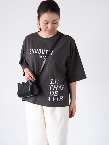 リメイク風プリントTシャツ（オフホワイト/チャコールグレー/ブラック）｜Lugnoncure（ルノンキュール）通販