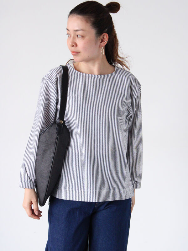 セール】 無地/柄アソートサッカーブラウス（オフホワイト