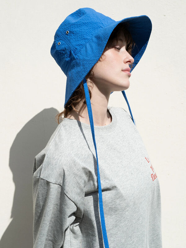 サッカー地リボン付きバケットハット《2025summer catalog item》（ブルー）｜Lugnoncure（ルノンキュール）通販