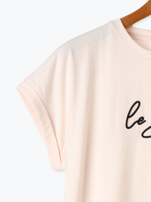 セール】 フロント刺繍Tシャツ（オフホワイト/ブラック/ピンク