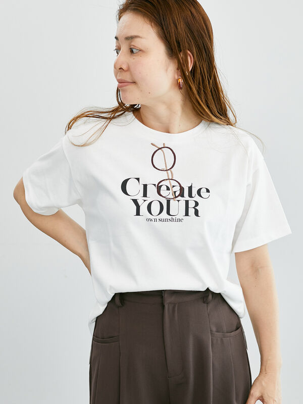 メガネ刺繍プリントTシャツ（オフホワイト）｜Lugnoncure（ルノンキュール）通販