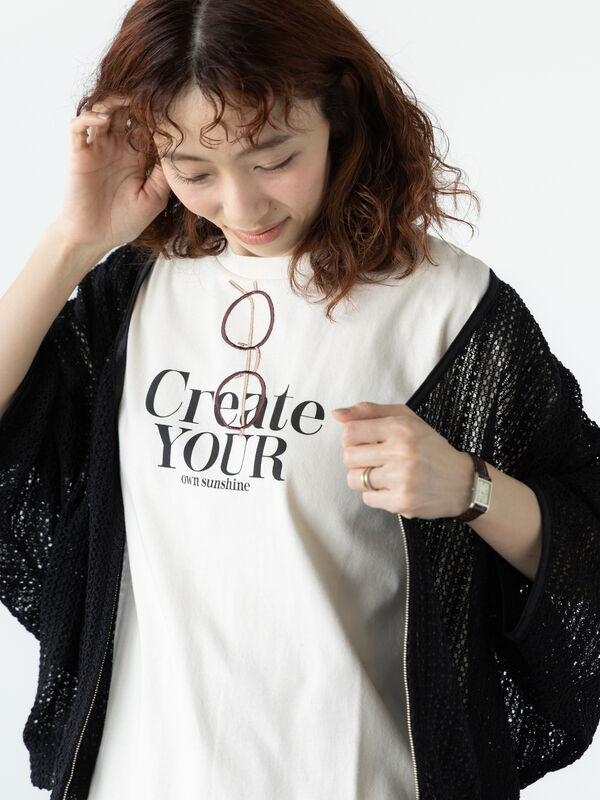 メガネ刺繍プリントTシャツ（キナリ）｜Lugnoncure（ルノンキュール）通販