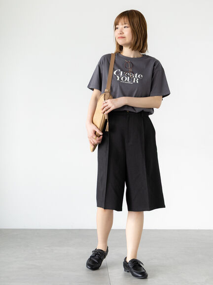 メガネ刺繍プリントTシャツ（オフホワイト/チャコールグレー/ブラック/キナリ）｜Lugnoncure（ルノンキュール）通販