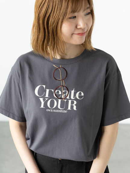 メガネ刺繍プリントTシャツ（オフホワイト/チャコールグレー/ブラック/キナリ）｜Lugnoncure（ルノンキュール）通販