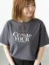 メガネ刺繍プリントTシャツ（オフホワイト/チャコールグレー/ブラック/キナリ）｜Lugnoncure（ルノンキュール）通販