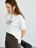 メガネ刺繍プリントTシャツ（オフホワイト/チャコールグレー/ブラック/キナリ）｜Lugnoncure（ルノンキュール）通販