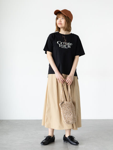 メガネ刺繍プリントTシャツ（オフホワイト/チャコールグレー/ブラック/キナリ）｜Lugnoncure（ルノンキュール）通販