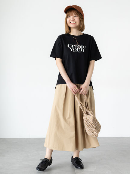 メガネ刺繍プリントTシャツ（オフホワイト/チャコールグレー/ブラック/キナリ）｜Lugnoncure（ルノンキュール）通販