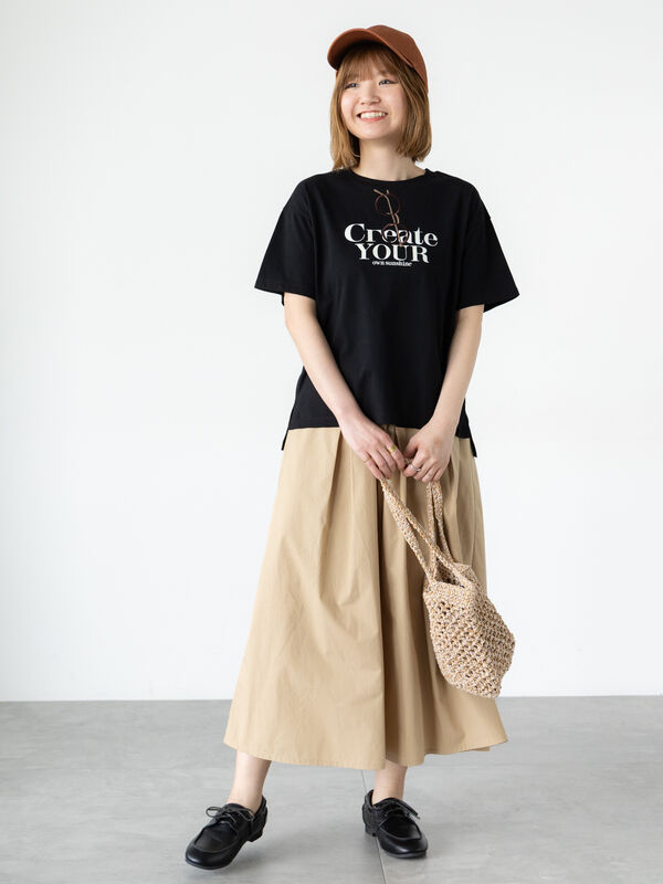 セール】 メガネ刺繍プリントTシャツ（オフホワイト