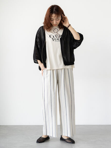 メガネ刺繍プリントTシャツ（オフホワイト/チャコールグレー/ブラック/キナリ）｜Lugnoncure（ルノンキュール）通販