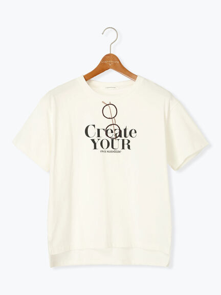 メガネ刺繍プリントTシャツ（オフホワイト/チャコールグレー/ブラック/キナリ）｜Lugnoncure（ルノンキュール）通販