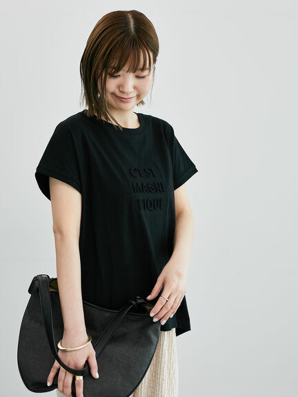 エンボスロゴTシャツ（オフホワイト/ブラック/ベージュ/ブルー）｜Lugnoncure（ルノンキュール）通販