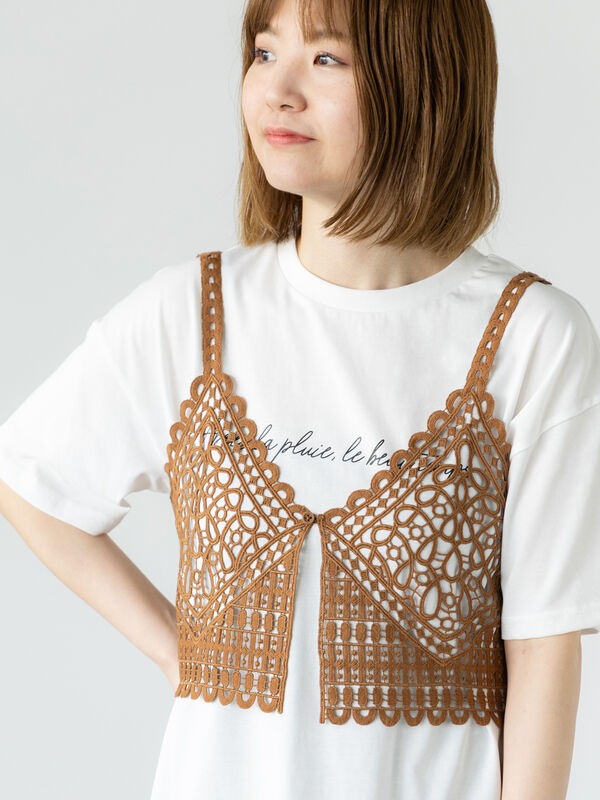 レースキャミソールビスチェ《2025summer catalog item》（ブラウン）｜Lugnoncure（ルノンキュール）通販