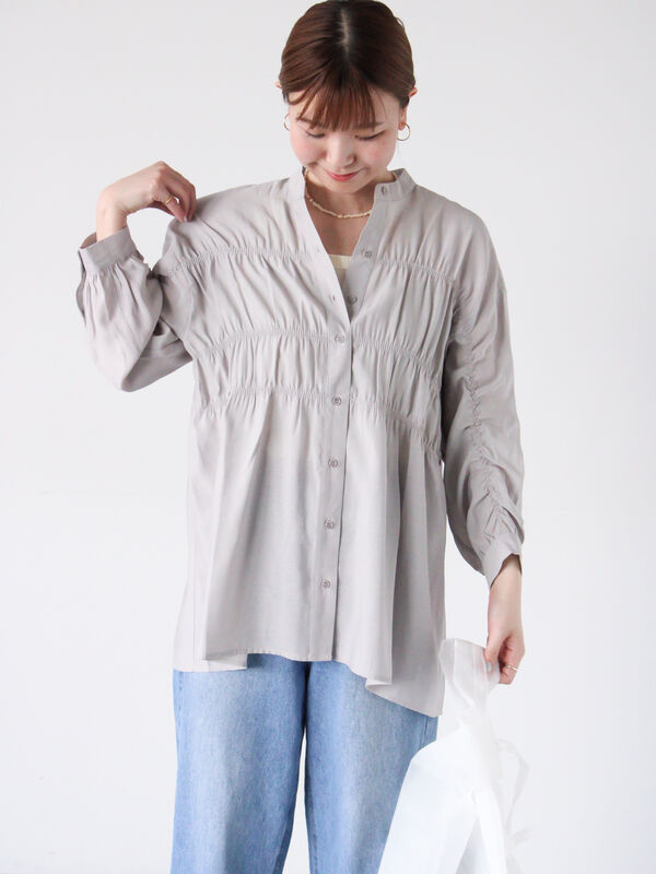 [Tilde seoul] クレバードットシャーリングカラーTシャツ ポイントサイドシャーリング半袖Tシャツ-5color | ファッション