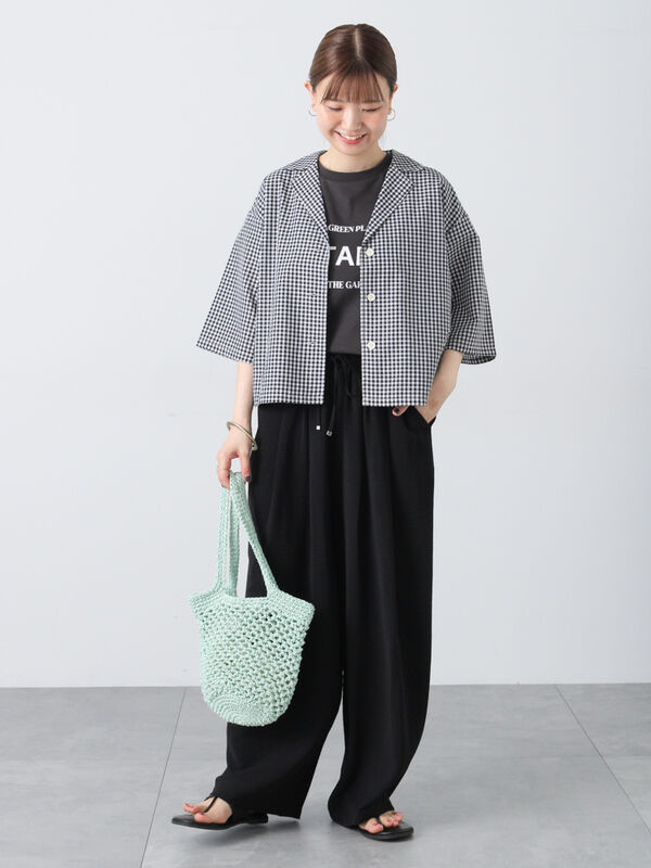 EFFLORESCENCE ダークグレー Lサイズ シャツ 綾トロミ オーバーサイズドレープリラクシングL/Sシャツ MONO