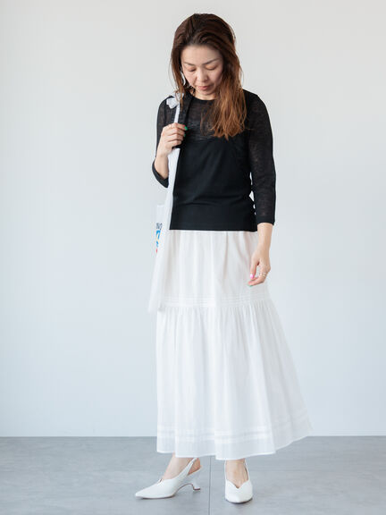 ピンタックギャザースカート《2025spring catalog item》（オフホワイト/ブラック）｜Lugnoncure（ルノンキュール）通販