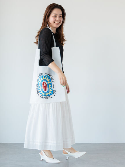 ピンタックギャザースカート《2025spring catalog item》（オフホワイト/ブラック）｜Lugnoncure（ルノンキュール）通販
