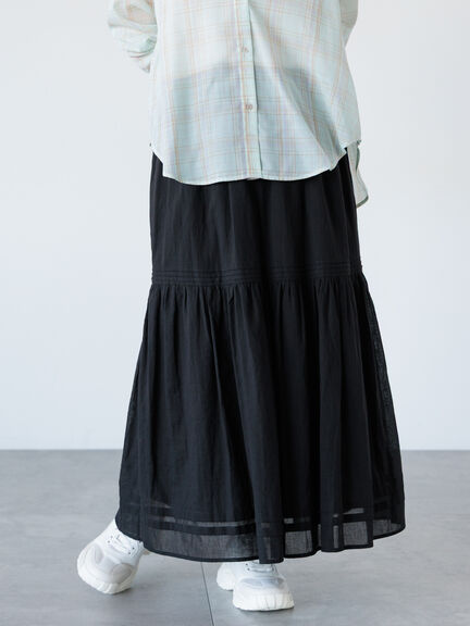 ピンタックギャザースカート《2025spring catalog item》（オフホワイト/ブラック）｜Lugnoncure（ルノンキュール）通販