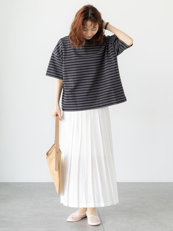 セール】 無地/ボーダー半袖カットソー（オフホワイト