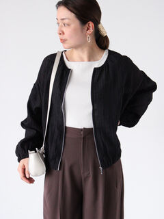 LASUD♡春使える！ノーカラーブルゾン♡新品　ライナー付 春 アウター レディース ブルゾン ノーカラー ジャケット