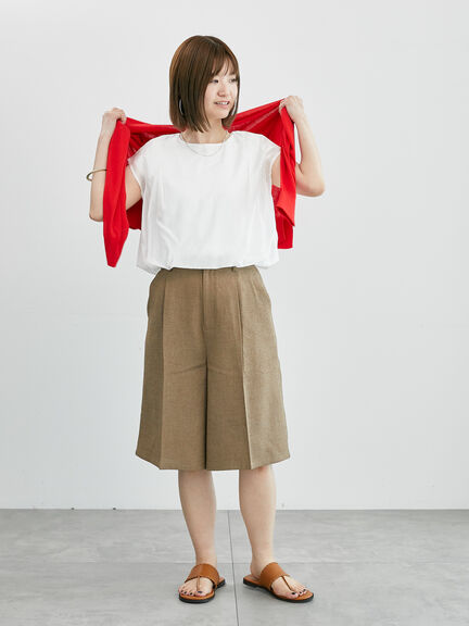 麻調タックハーフパンツ《2025summer catalog item》（オフホワイト/ブラック/ベージュ）｜Lugnoncure（ルノンキュール）通販