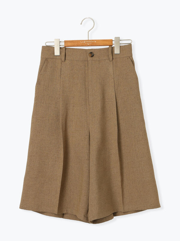 麻調タックハーフパンツ《2025summer catalog item》（オフ