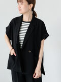 麻調フレンチスリーブジャケット《2025summer catalog item》（ブラック）｜Lugnoncure（ルノンキュール）通販