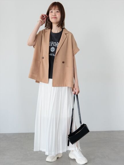 麻調フレンチスリーブジャケット《2025summer catalog item》（ブラック/ベージュ/オレンジ）｜Lugnoncure（ルノンキュール）通販